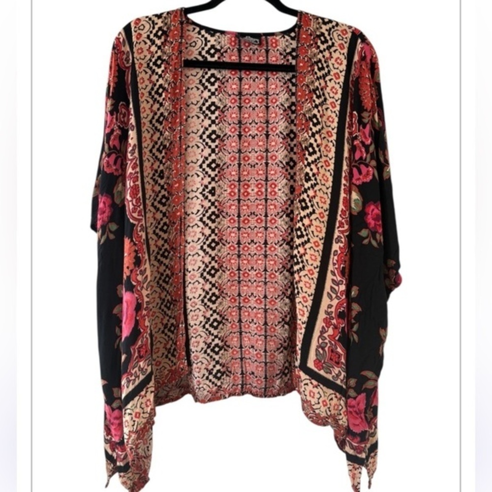Boho Angie Printed Open Front Kimono Cardigan Shrug